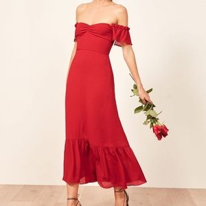 REFORMATION Butterfly Dress - Cherry